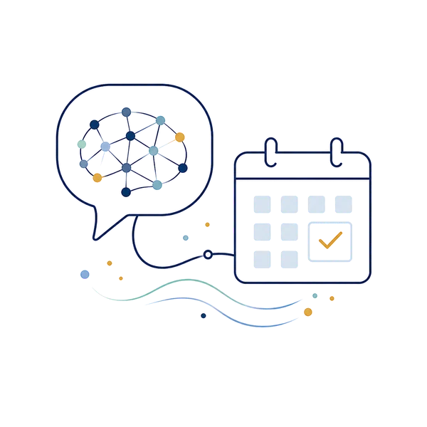 Ilustración de conversación y agenda